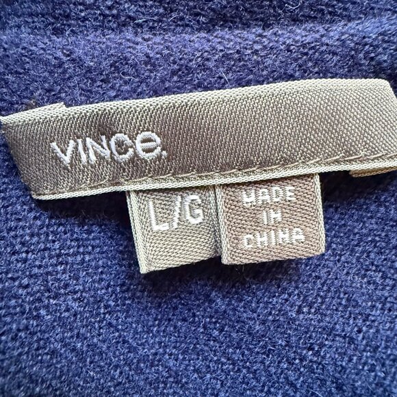 100% Cashmere Navy Blue L Vince Long Sleeve V-Neck Sweater Pullover Top - Picture 6 of 12